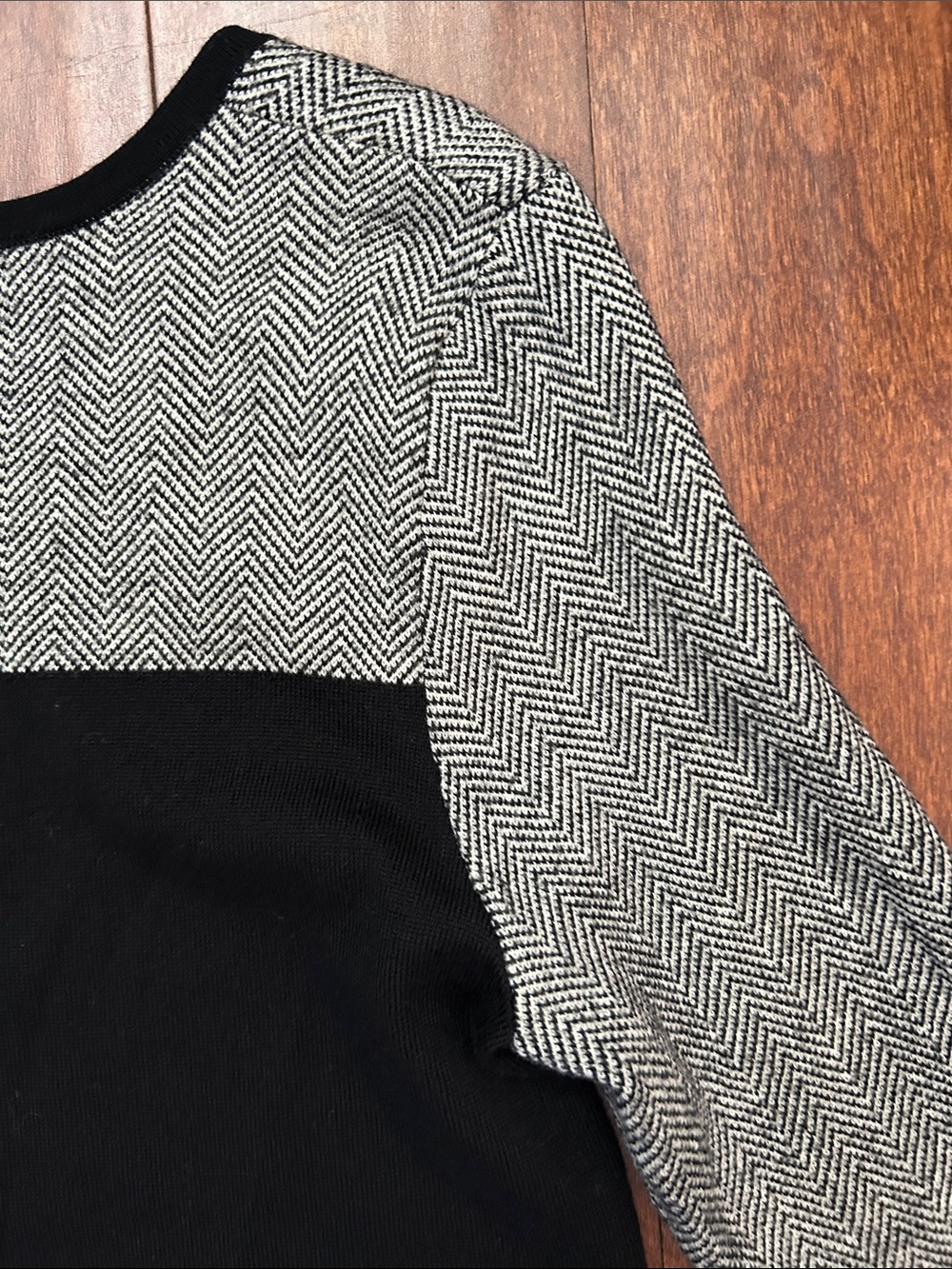 Cynthia Rowley 100% Extra Fine Merino Wool Herringbone Long-Sleeve Dress, Size L - Picture 10 of 14